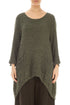 Longer Back Crinkled Green Khaki Silk Tunic 1