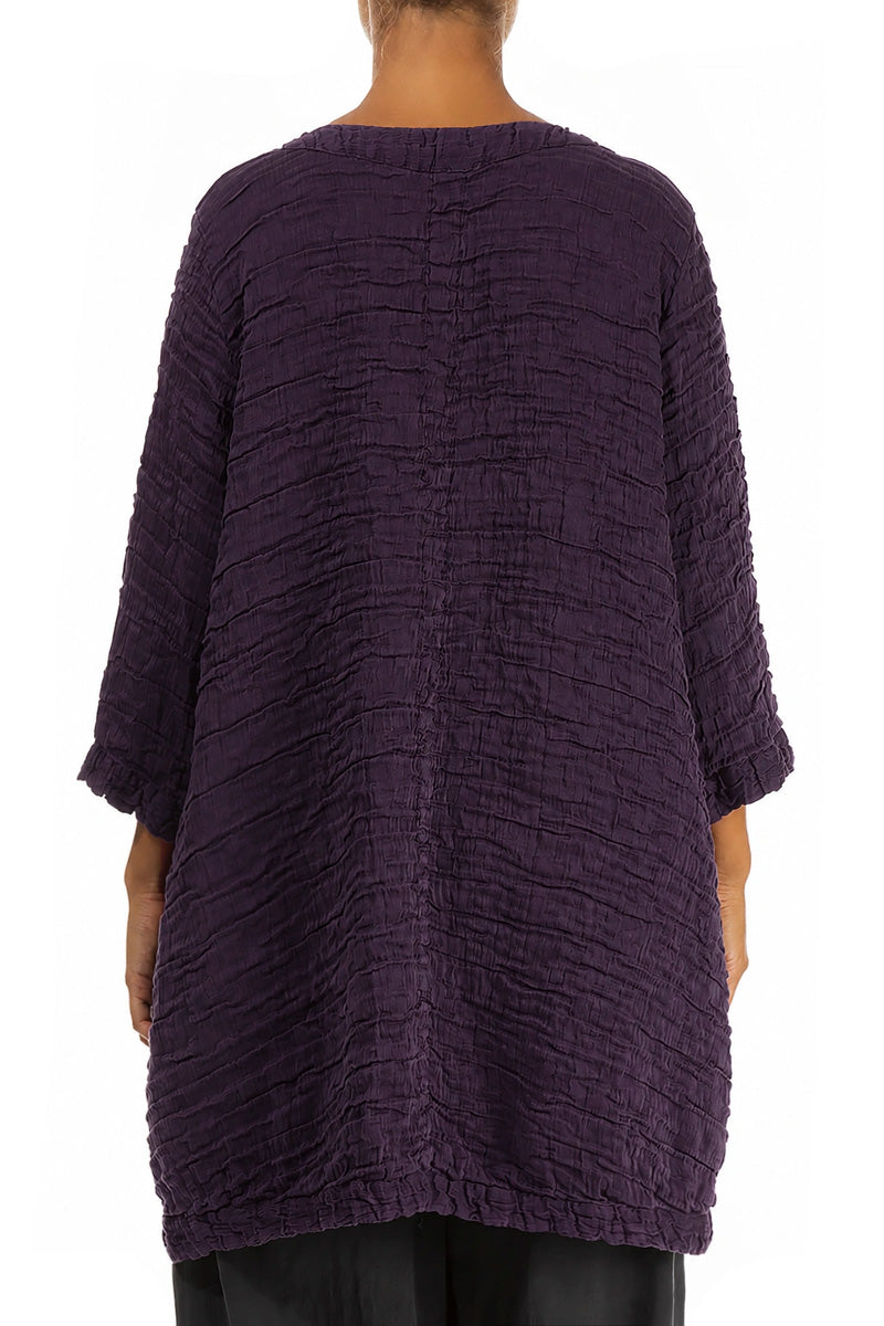 Longer Back Deep Plum Crinkled Silk Tunic 2
