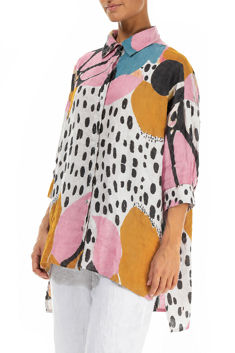 Longer Back Desert Bloom Linen Shirt 3