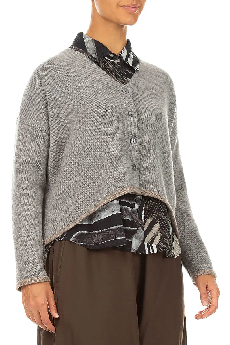 Gilet plus long dans le dos en cachemire gris clair