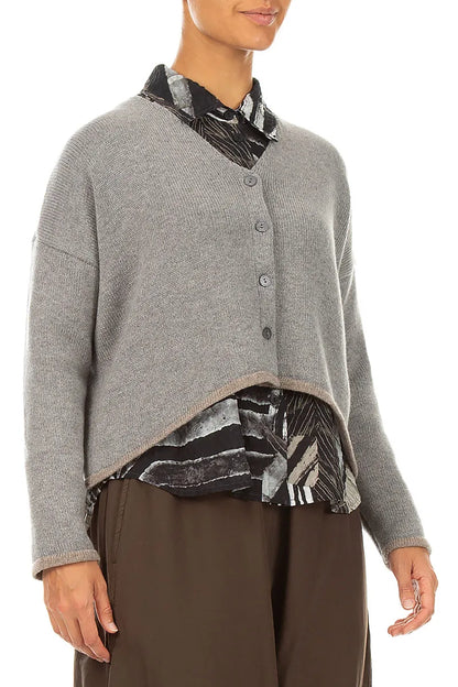 Gilet plus long dans le dos en cachemire gris clair