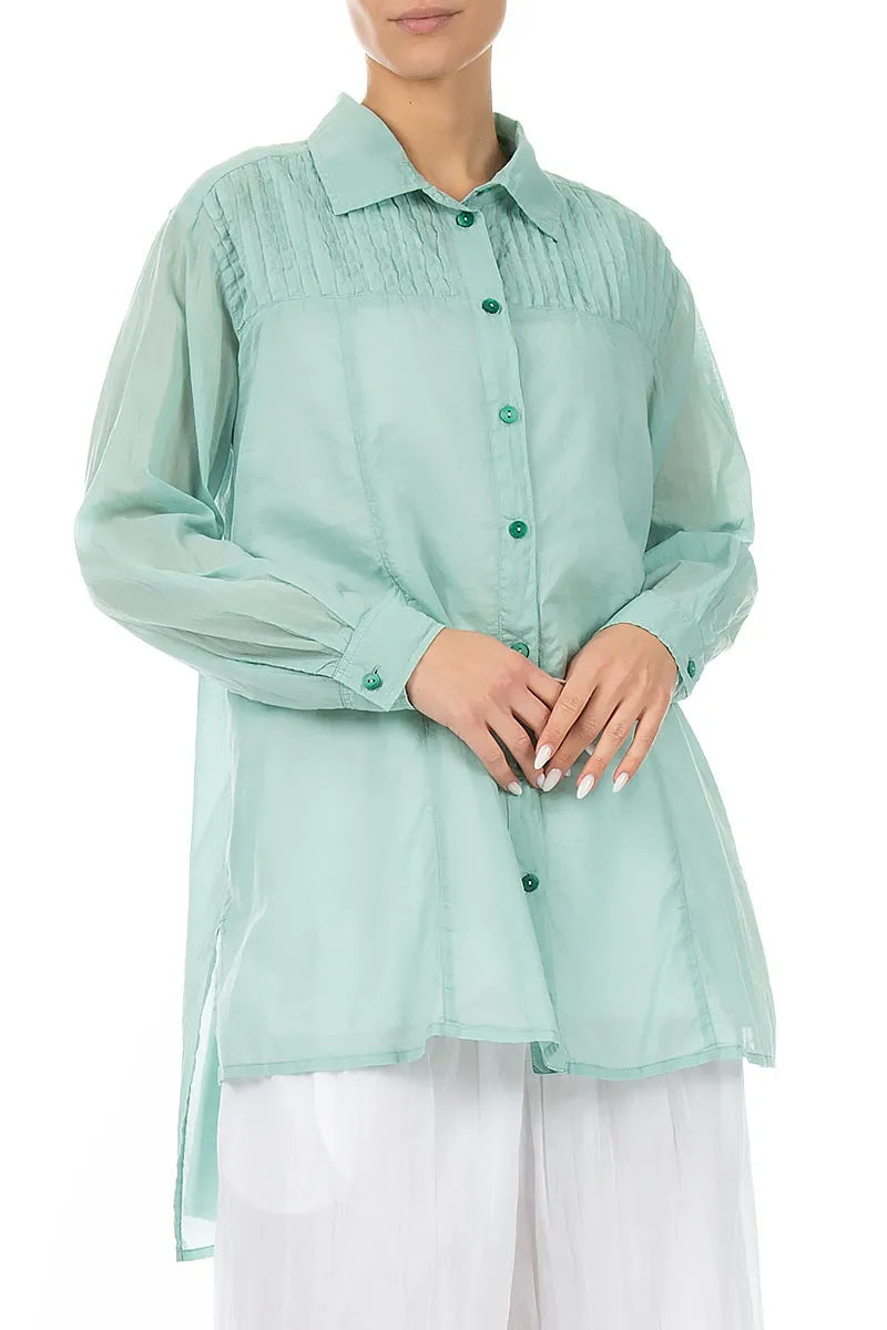 Longer Back Mint Cotton Shirt 3