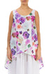 Longer Back Sleeveless Blossom Gauze Linen Blouse 1