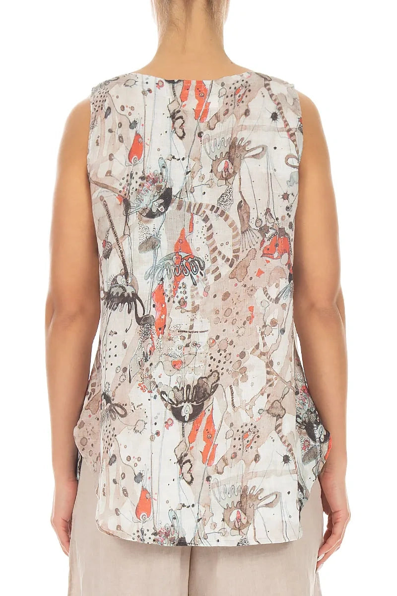 Longer Back Sleeveless Savannah Linen Top 2