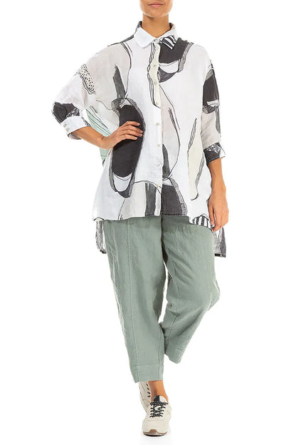 Longer Back Tumbled Stone Linen Shirt 5