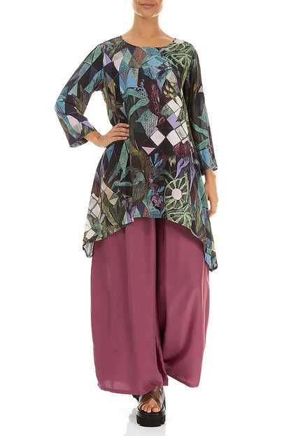 Longer Edges Art Mosaic Silk Bamboo Tunic 4