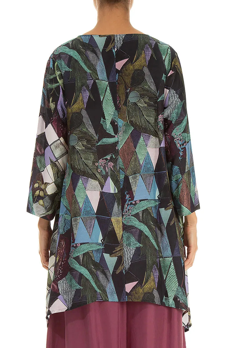 Longer Edges Art Mosaic Silk Bamboo Tunic 2