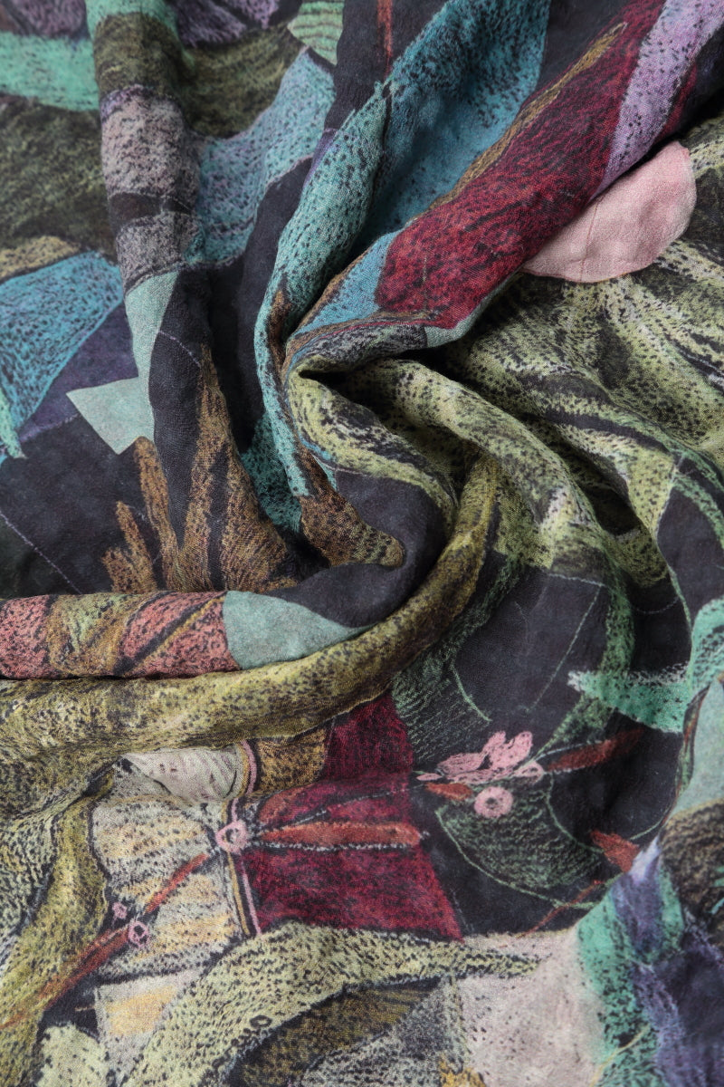 Loose Art Mosaic Textured Silk Shirt 5