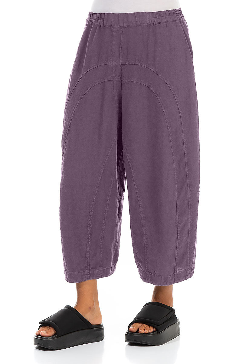 Loose Back Pockets Amethyst Linen Trousers 3
