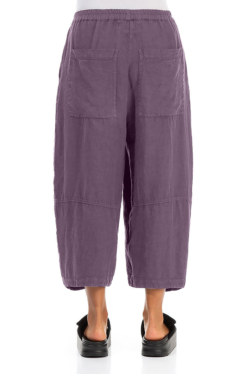 Loose Back Pockets Amethyst Linen Trousers 2