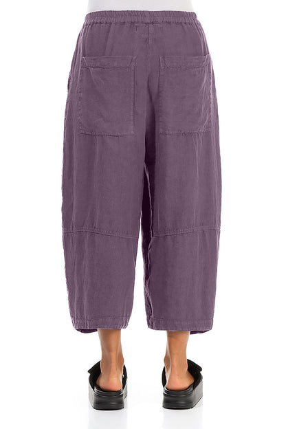 Loose Back Pockets Amethyst Linen Trousers 2
