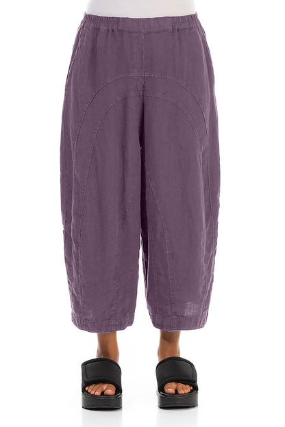 Loose Back Pockets Amethyst Linen Trousers 1