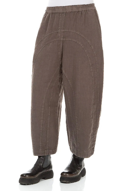 Lockere Leinenhose mit Off-Dye-Trüffelmuster und Gesäßtaschen