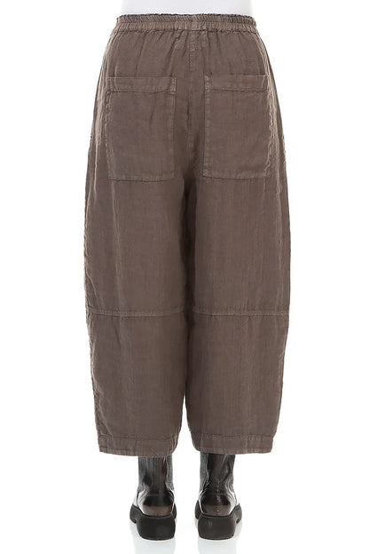 Lockere Leinenhose mit Off-Dye-Trüffelmuster und Gesäßtaschen