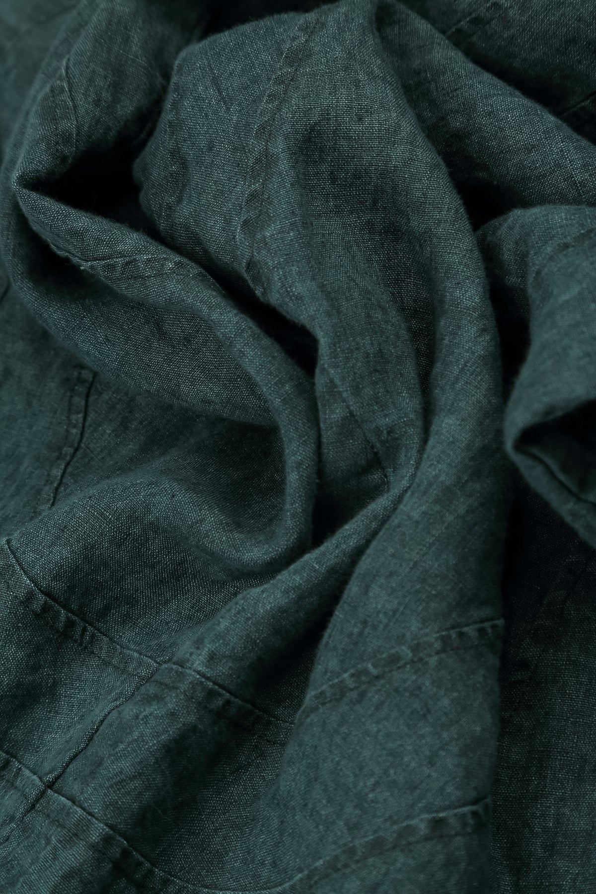 Loose Back Pockets Teal Linen Trousers 5