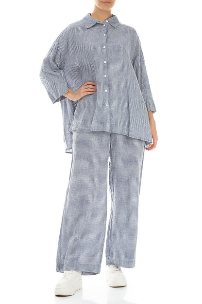 Loose Blue Stripe Linen Shirt 4