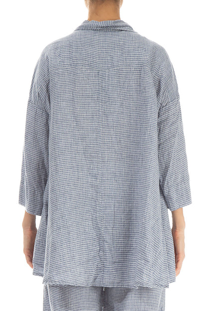 Loose Blue Stripe Linen Shirt 2