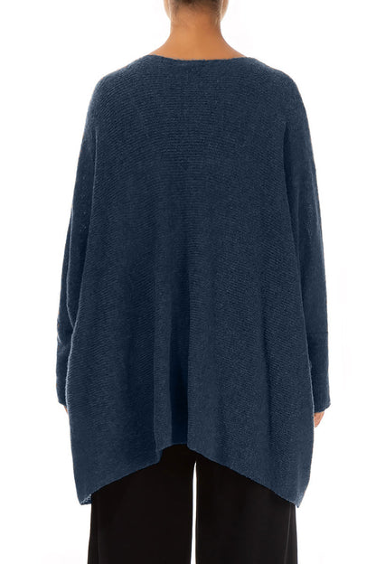 Gilet ample à la coupe carrée en laine bleue