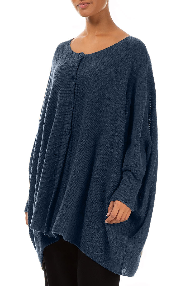 Gilet ample à la coupe carrée en laine bleue