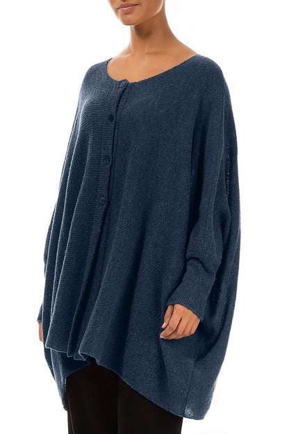 Gilet ample à la coupe carrée en laine bleue