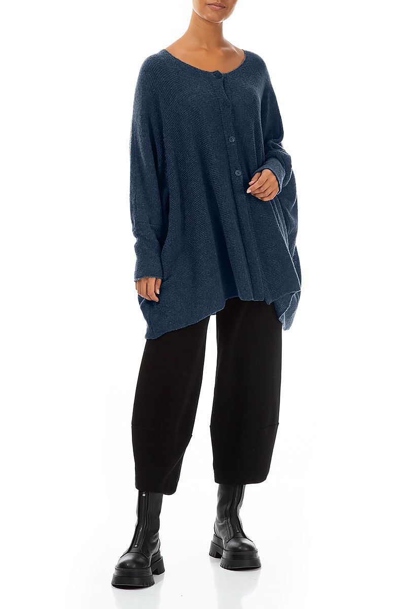 Gilet ample à la coupe carrée en laine bleue