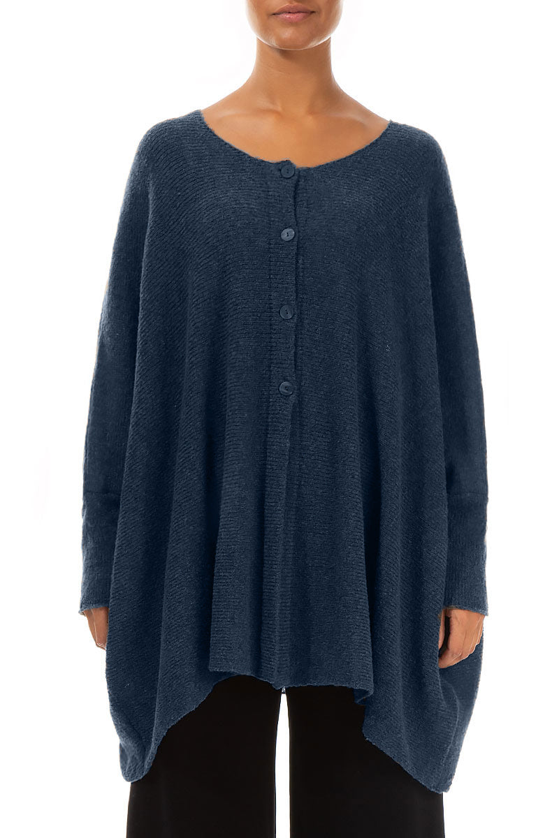 Gilet ample à la coupe carrée en laine bleue