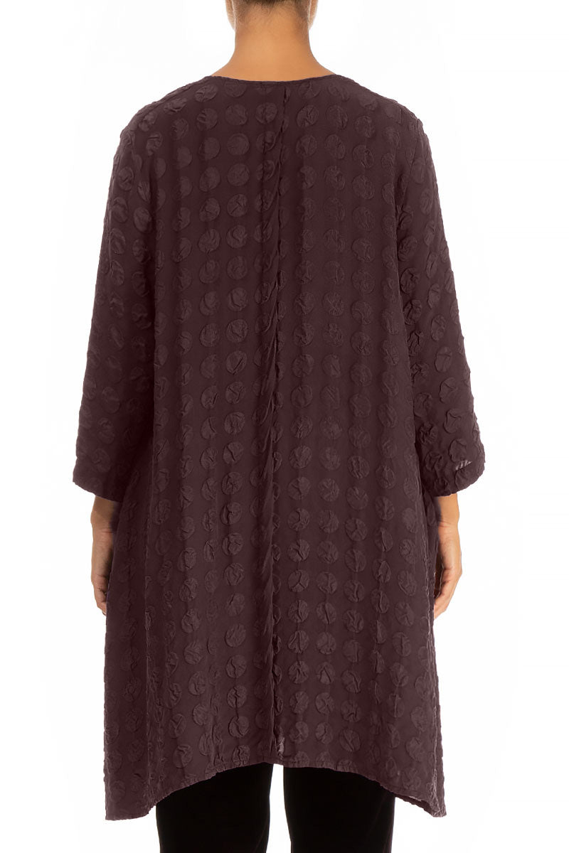 Loose Deep Plum Bubble Silk Tunic 2