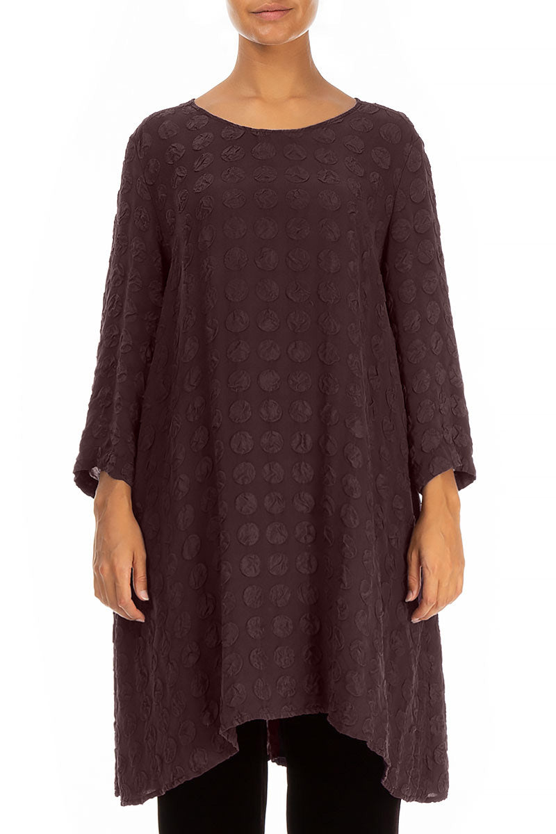 Loose Deep Plum Bubble Silk Tunic 1