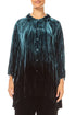 Loose Deep Turquoise Ombré Silk Velvet Shirt 1