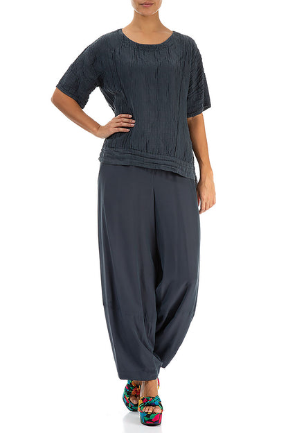Loose Graphite Silk Bamboo Trousers 4