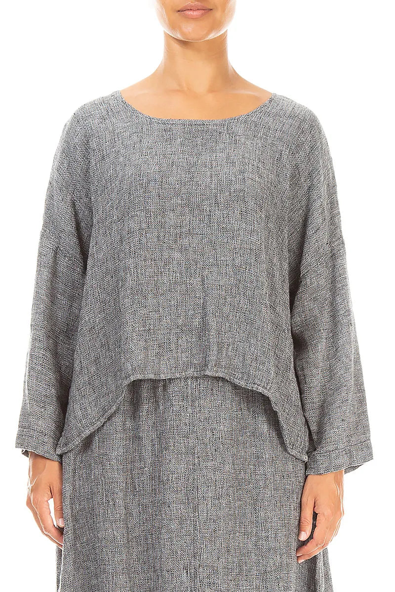 Loose Grey Mélange Linen Blouse 1