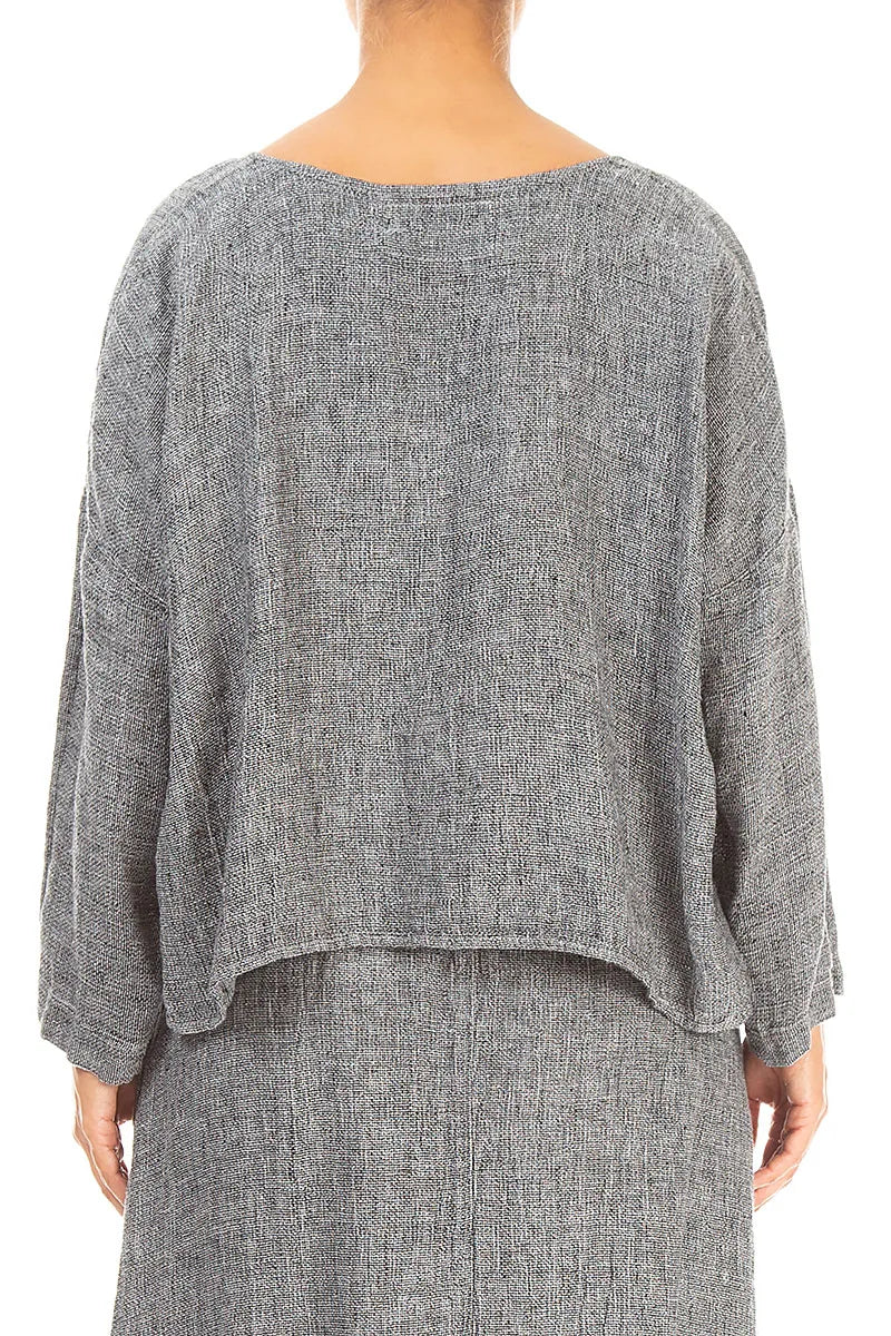 Loose Grey Mélange Linen Blouse 2