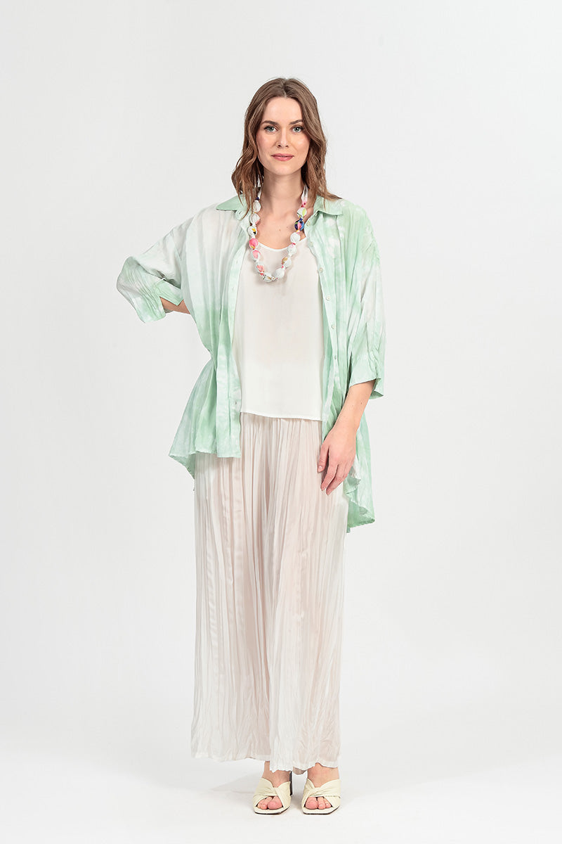 Loose Liquid Sea Mist Crumpled Pure Silk Shirt 1