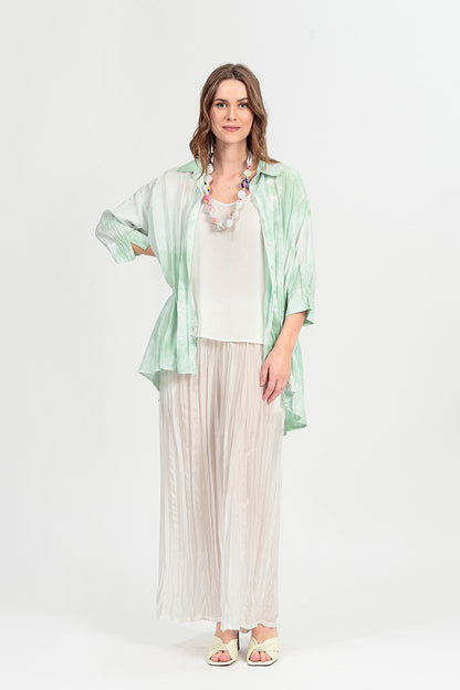 Loose Liquid Sea Mist Crumpled Pure Silk Shirt 1