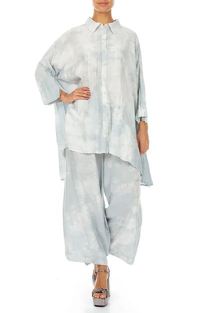 Loose Liquid Silver Crumpled Pure Silk Shirt 4
