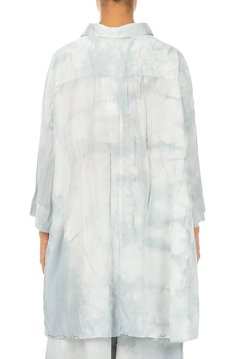 Loose Liquid Silver Crumpled Pure Silk Shirt 2