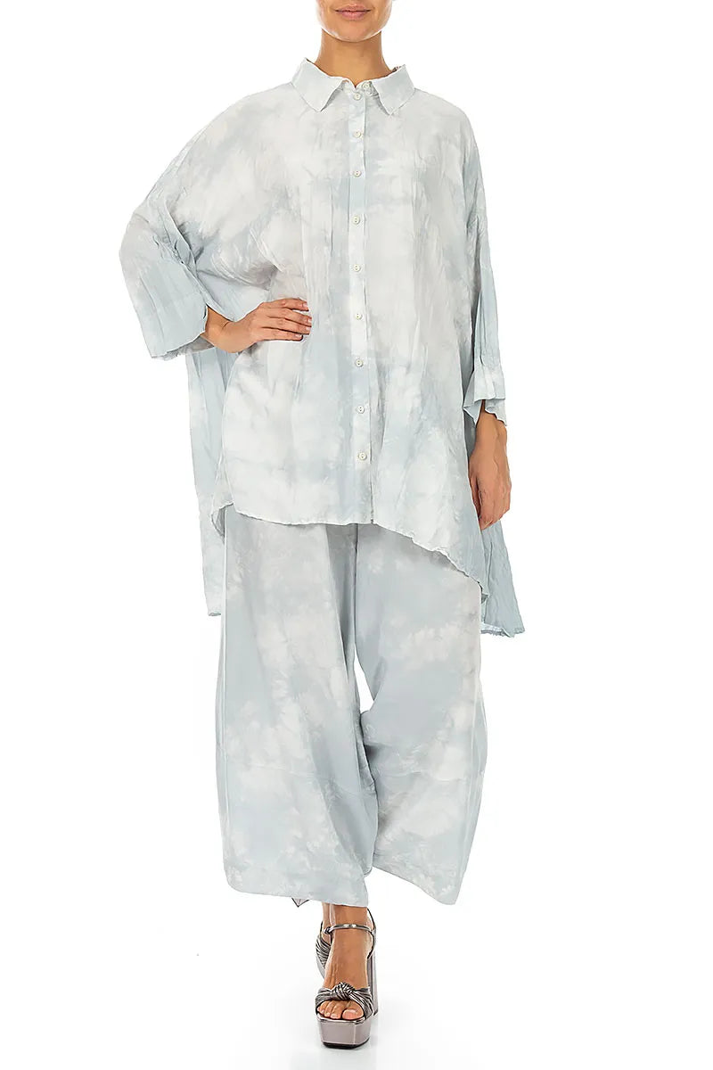 Loose Liquid Silver Pure Silk Trousers 4