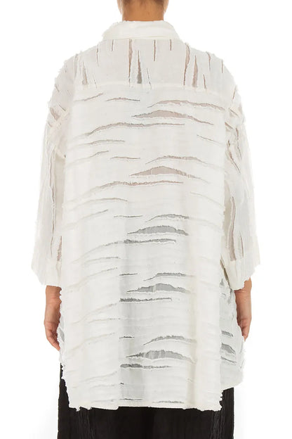 Loose Off White Fray Weave Shirt 2