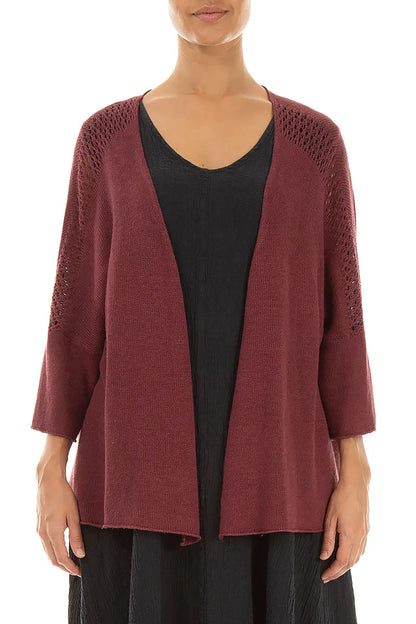 Loose Openwork Antique Ruby Linen Cardigan 1