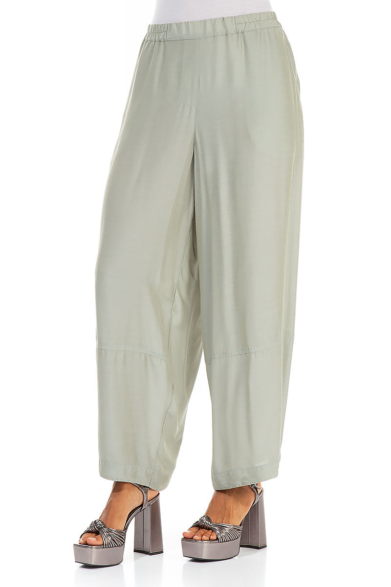 Loose Taupe Silk Bamboo Trousers 3