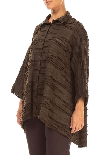 Loose Truffle Brown Fray Weave Shirt 3