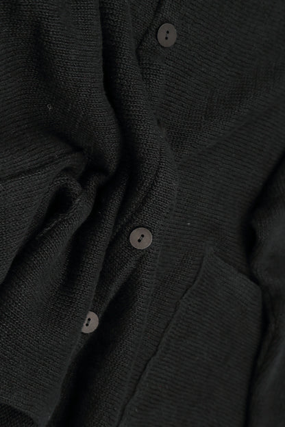 Loose Two Pockets Black Linen Cardigan 5