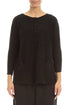 Loose Two Pockets Black Linen Cardigan 1