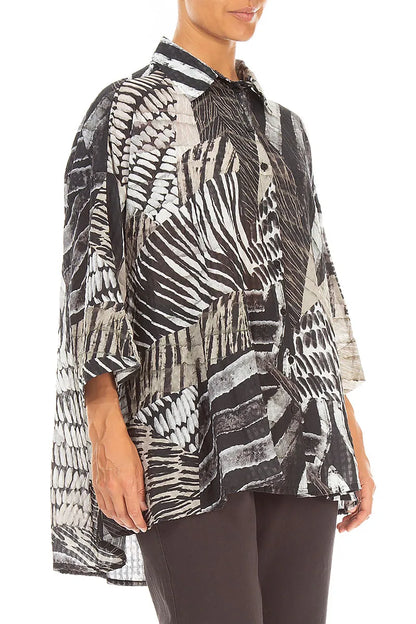 Loose Wild Ink Textured Silk Shirt 3