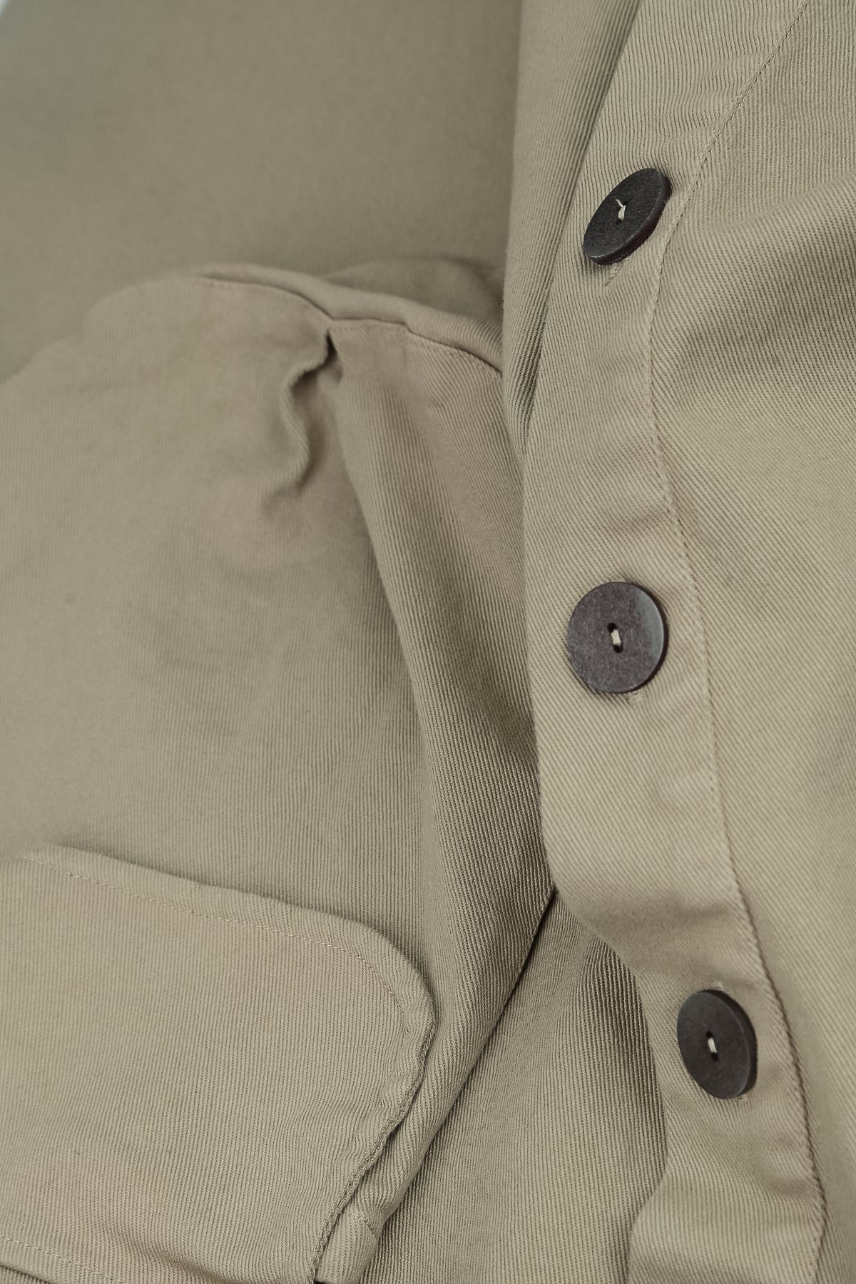 Hooded Olive Grey Stretch Cotton Coat