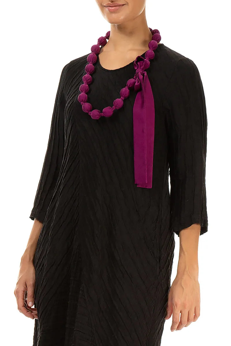 Magenta Silk Bead Necklace 3