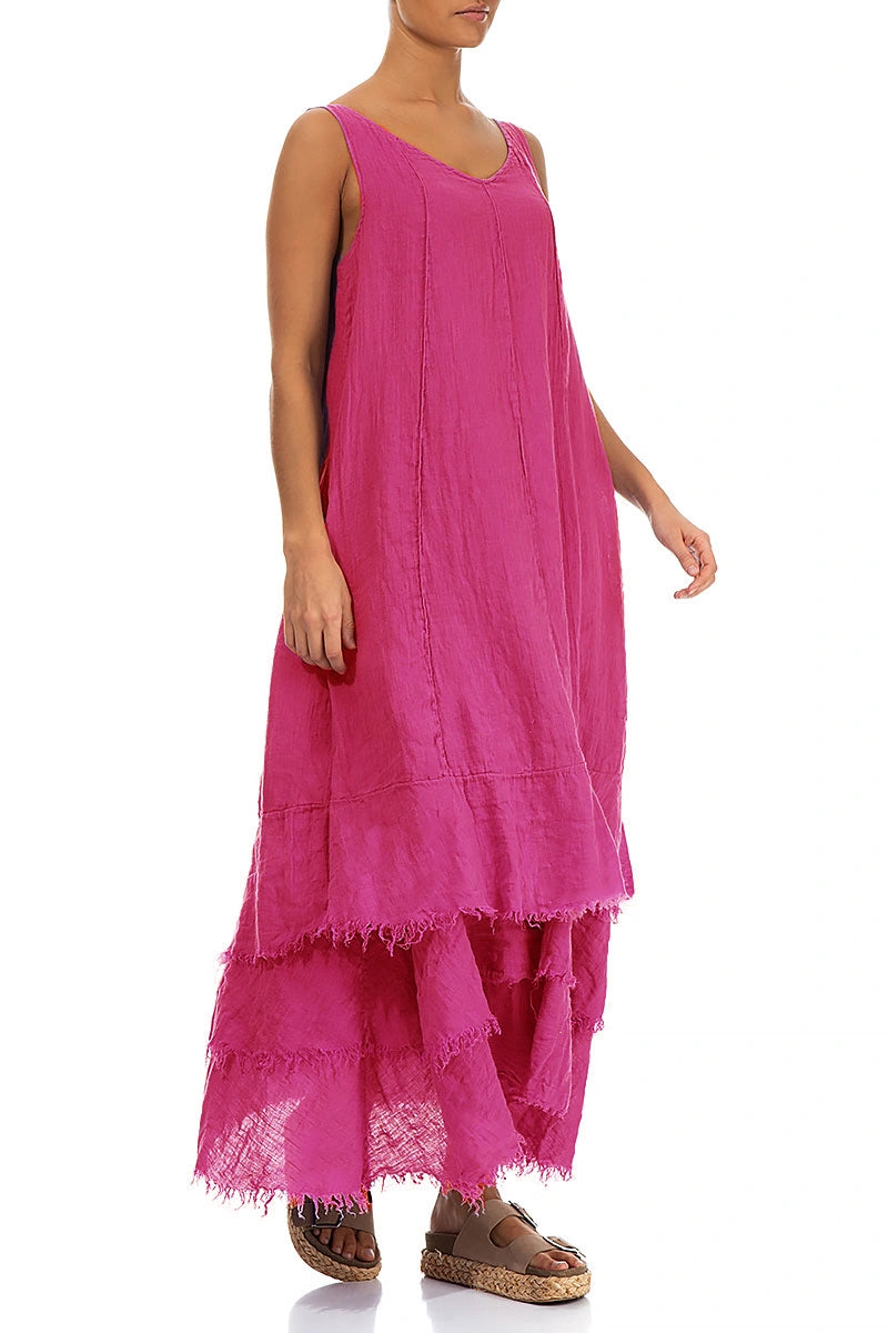 Maxi Fuchsia Gauze Linen Dress 3