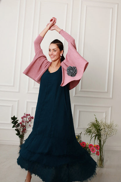 Maxi Navy Gauze Linen Dress 6
