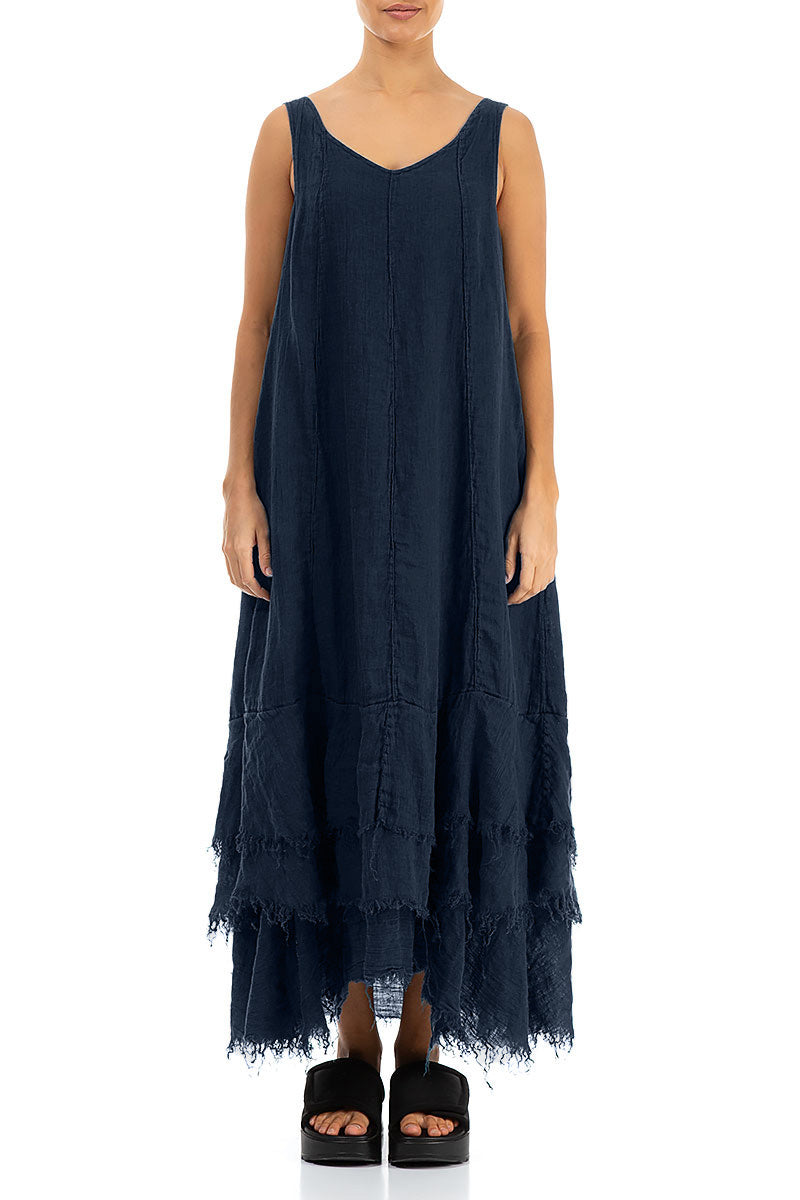 Maxi Navy Gauze Linen Dress 1