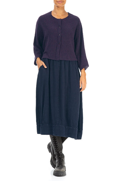 Midi Blue Linen Viscose Skirt 4